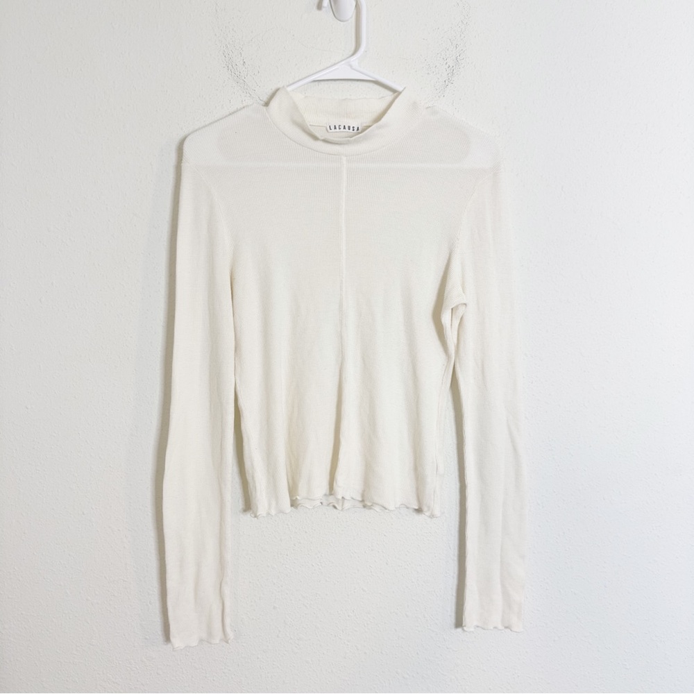 Lacausa mock neck ribbed long sleeve top